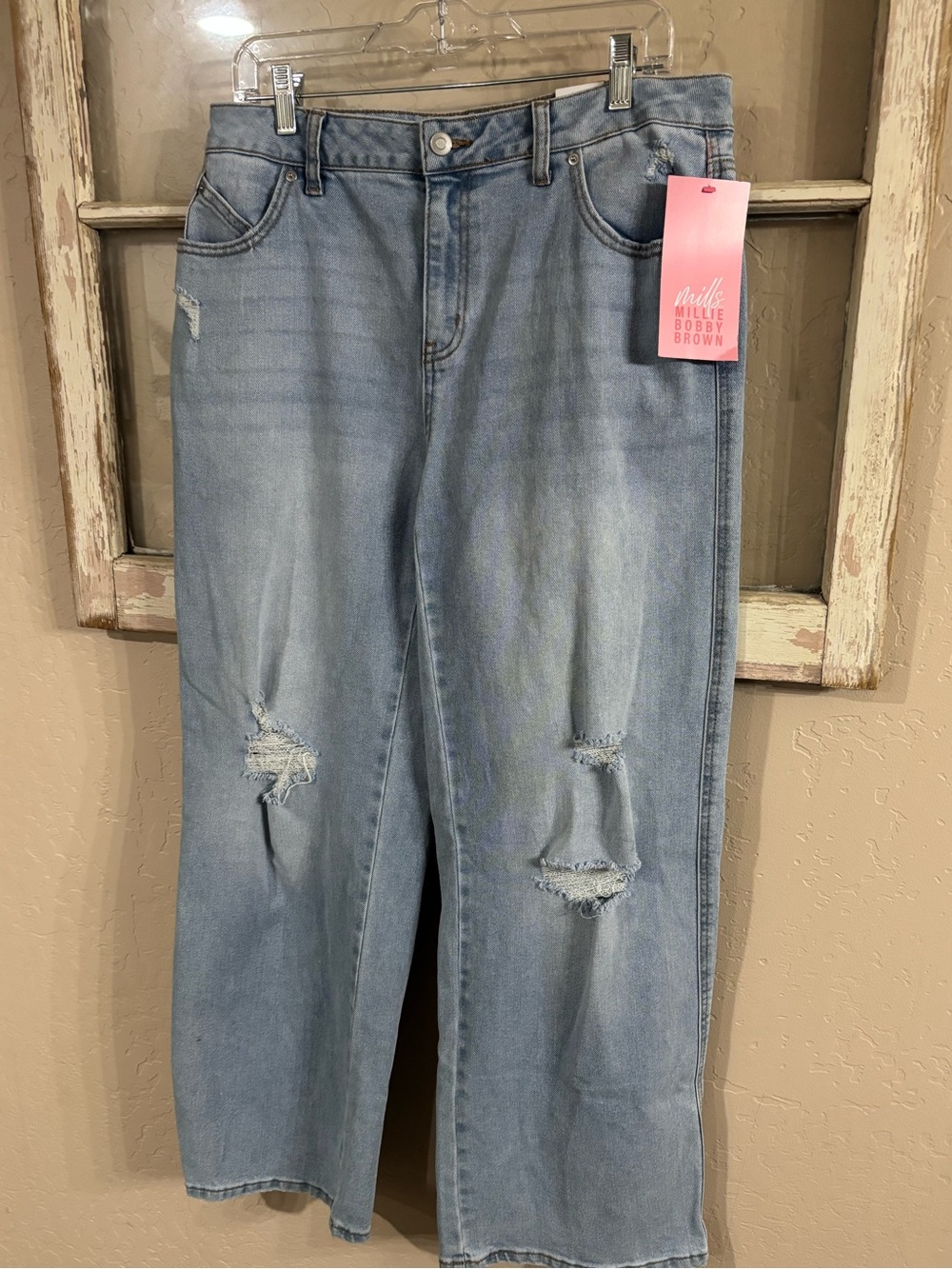 Women’s Light Blue Distressed Baggy Jeans